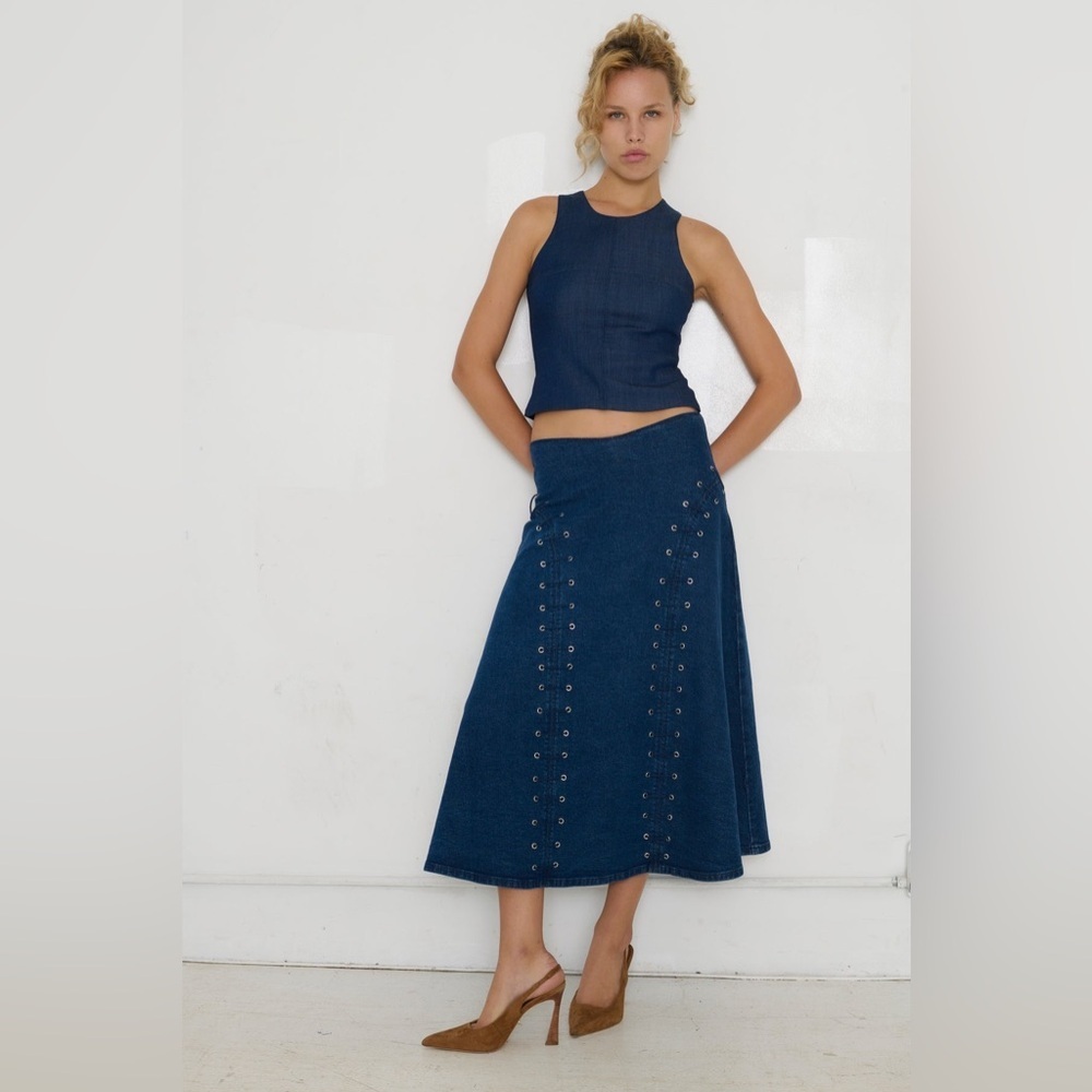 TT STUDIOS Jan Denim Gromet Skirt in Beekman St Size XS NWT